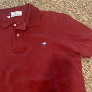 Maroon, short sleeve collared shirt